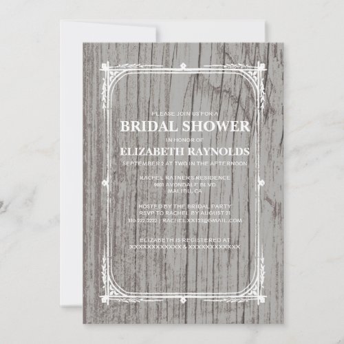 Silver Western Barn Wood Bridal Shower Invitations