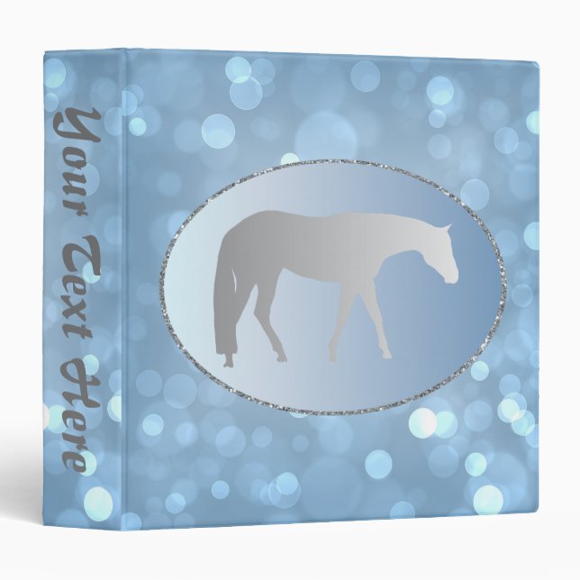 Silver Western Pleasure Horse on Blue Brokeh 3 Ring Binder (Front/Spine)