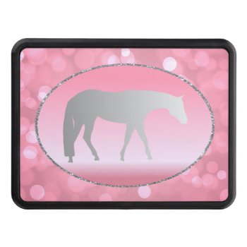 Silver Western Pleasure Horse On Pink Brokeh Tow Hitch Cover by PandaCatGallery at Zazzle