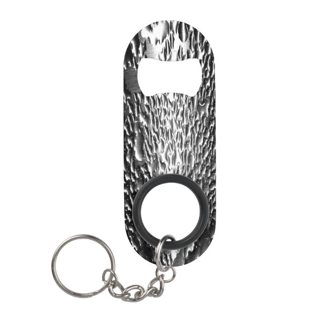 Silver Wet Metal Artistic Unique Keychain Bottle Opener (Front)