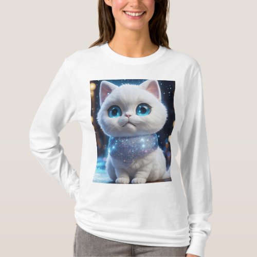 Silver Whiskers The Tale of a Sparkling Feline T_Shirt