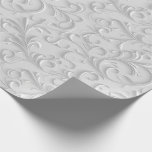 Silver White 25th Wedding Anniversary Wrapping Paper<br><div class="desc">The 25th wedding anniversary is denoted as the singular "silver anniversary". This event lends itself to classic, ornate designs suitable for marking the day that represents a long and beautifully carried out relationship over time. You can help to celebrate with your gift wrapping. This silver and white design is derived...</div>