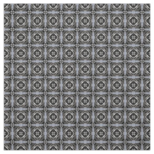 Silver White and Black Tiled Pattern Fabric