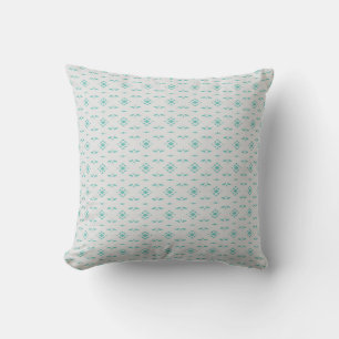 Silver White and Teal Turquoise Throw Pillow