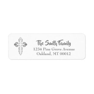 Silver & White Baptism and Christening Label
