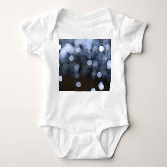 Silver, white bokeh night background. baby bodysuit (Front)