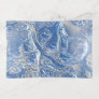 Silver White Bright Blue Marble Pattern Trinket Tray