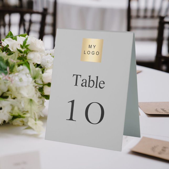 silver white business logo table number tent (Creator Uploaded)