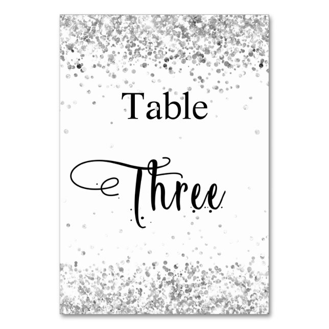 Silver white calligraphy table three 3 number (Front)