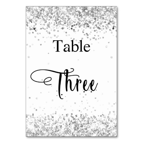 Silver white calligraphy table three 3 table number