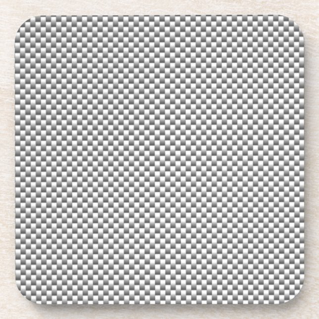 Silver White Carbon Fiber Print Beverage Coaster (Front)