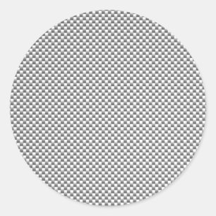 Silver White Carbon Fiber Print Classic Round Sticker