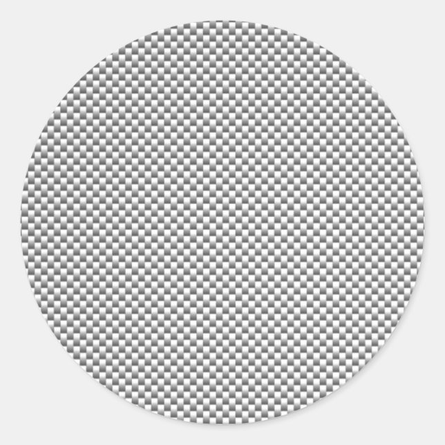 Silver White Carbon Fiber Print Classic Round Sticker (Front)