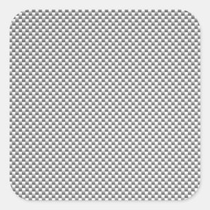 Silver White Carbon Fiber Print Square Sticker
