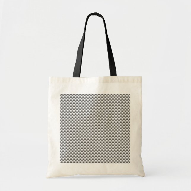 Silver White Carbon Fiber Print Tote Bag (Front)