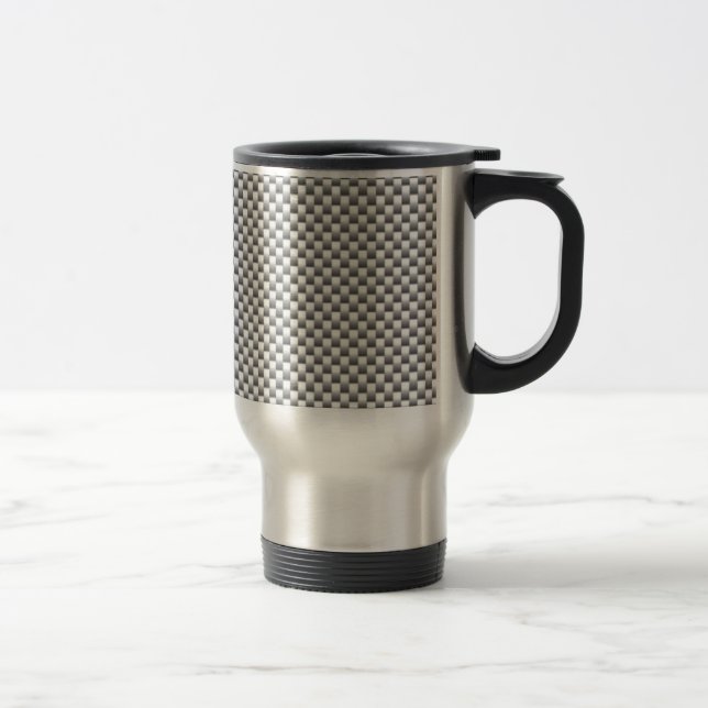 Silver White Carbon Fiber Print Travel Mug (Right)