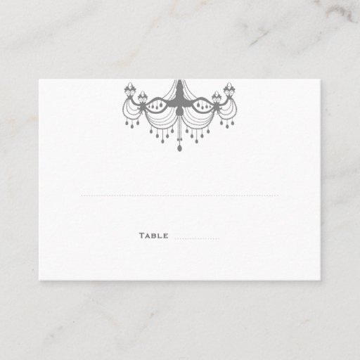Customizable Silver &amp; White Chandelier Place Cards Business Card