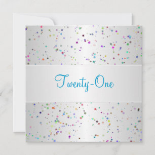 Silver White Colour Confetti 21st Birthday Invitation