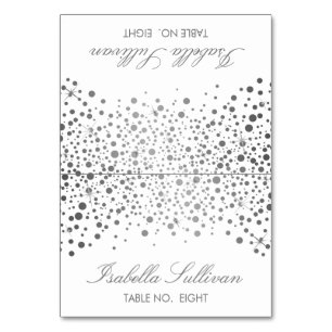 Silver & White Confetti Dots   Name Place Cards