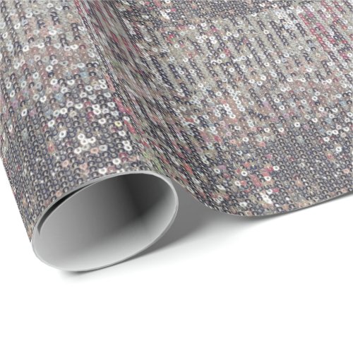 Silver white crystal sequin pattern         wrapping paper