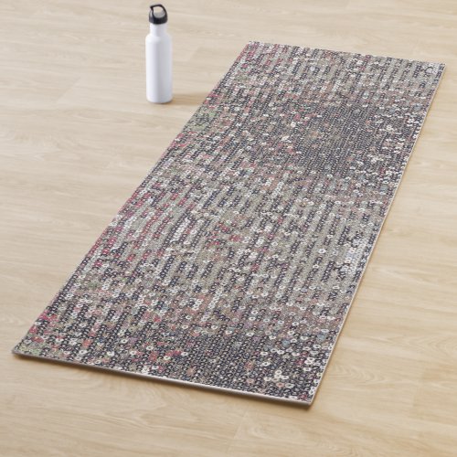 Silver white crystal sequin pattern       yoga mat
