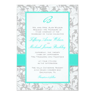 Turquoise And Silver Wedding Invitations 1