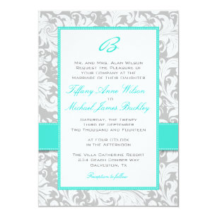 turquoise black wedding invitations
