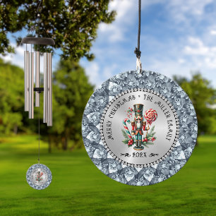 Silver White Diamonds Christmas Nutcracker Wind Chime