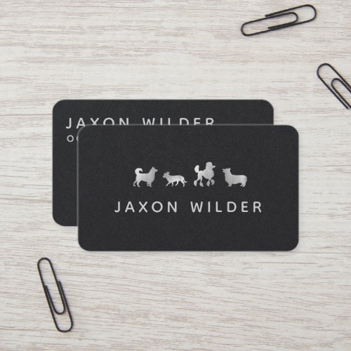 Silver White Dog Silhouette Cloud Minimal Business Card