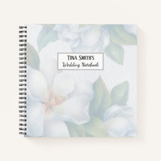 Silver White Dogwood Blossom Wedding Notebook