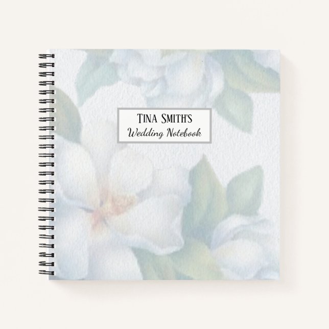 Silver White Dogwood Blossom Wedding Notebook (Front)