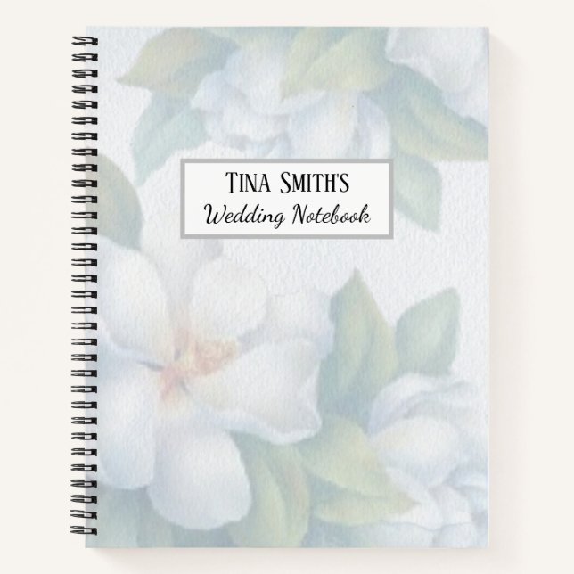 Silver White Dogwood Blossom Wedding Notebook (Front)