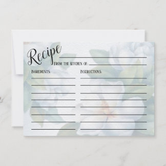 Silver White Dogwood Blossom Wedding Recipe Card