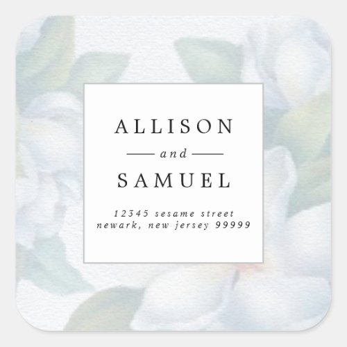 Silver White Dogwood Blossoms Return Address Square Sticker