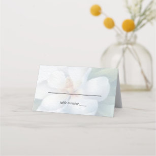 Silver White Dogwood Blossoms Wedding Place Card
