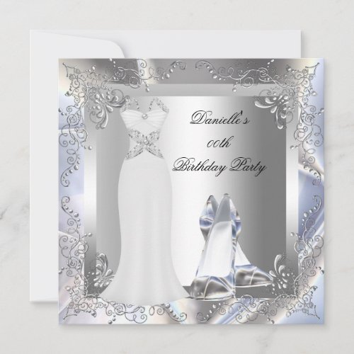 Silver White Dress High Heel Shoes Silver Birthday Announcement