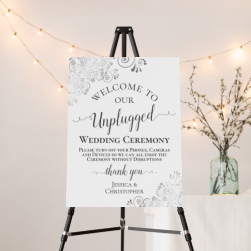 Silver  White Elegant Unplugged Wedding Ceremony Foam Board
