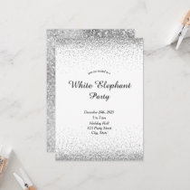 Silver White Elephant Party Invitation