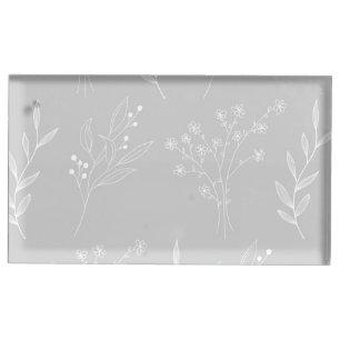 Silver White Floral Boho Wedding Place Card Holder