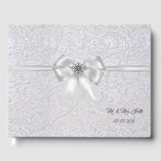 Silver & White Floral Wedding Guest Book