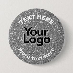 Silver White Glitter Business Logo DIY Promotional Button