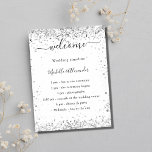 Silver white glitter elegant wedding program poster<br><div class="desc">A modern,  elegant wedding program,  timeline.  A white background decorated with faux silver glitter,  sparkles.  Personalize and add your names and wedding details. Black colored letters.  If you have more text it's possible to reduce the line space.</div>