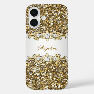 Silver White Gold Diamond Jewel Glitter iPhone 16 Case