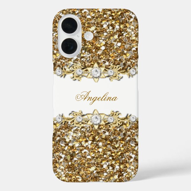 Silver White Gold Faux Diamond Jewel Glitter Case-Mate iPhone Case (Back)
