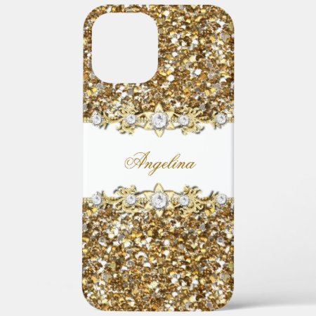 Silver White Gold Faux Diamond Jewel Glitter Iphone 12 Pro Max Case