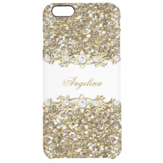 Silver White Gold Faux Diamond Jewel Glitter Clear iPhone 6 Plus Case