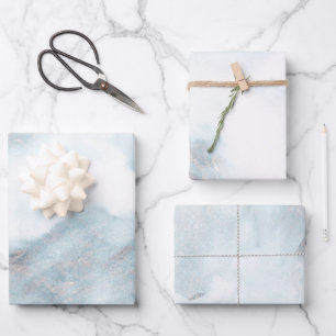 Silver white Gold Grunge Blue Paint  Wrapping Paper Sheets