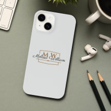Silver White Gold Monogram Name Script