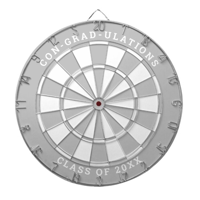Silver & White Graduation | Custom Text Dart Board (Front)
