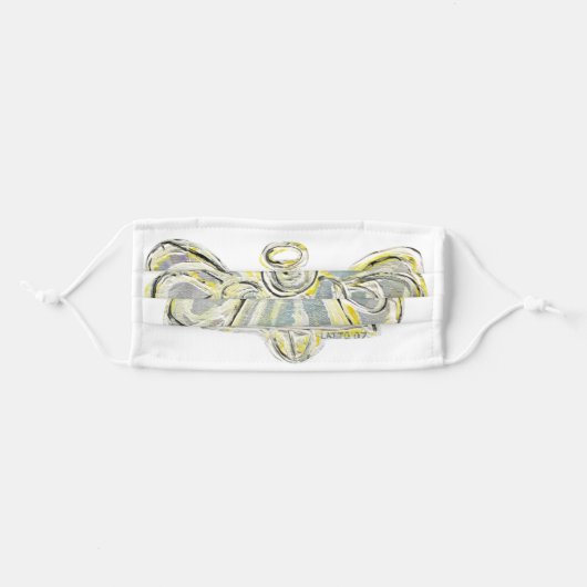 Silver White Guardian Angel Art Custom Face Masks (Front, Folded)